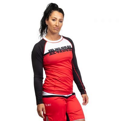 Tatami Ladies Super LS Rash Guard Blanco-Rojo