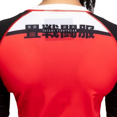 Tatami Ladies Super LS Rash Guard Blanco-Rojo