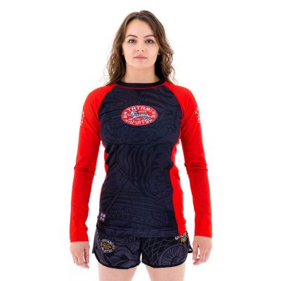 Tatami Ladies Takedown Tiger Eco Tech Recycled Rash Guard Negro-Rojo