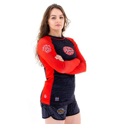 Tatami Ladies Takedown Tiger Eco Tech Recycled Rash Guard Negro-Rojo