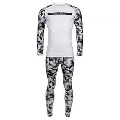 Tatami Rival White & Camo Grappling Spats Vit-Camo