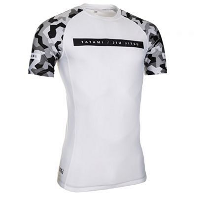 Tatami Rival White & Camo SS Rash Guard Blanc-Camo