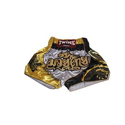 Twins Special TTBL 74 Fancy Muay Thai Shorts Grau-Gold