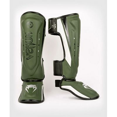 Venum Elite Evo Shinguards Verde-Plata