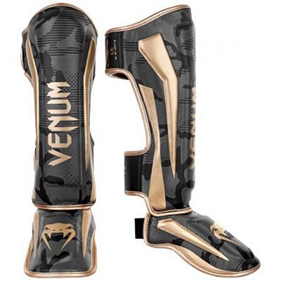 Venum Elite Shin Guards Grau-Gold