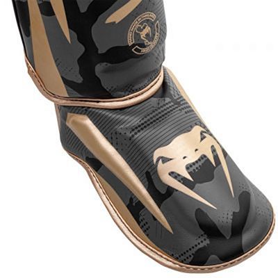 Venum Elite Shin Guards Cinza-Dourado