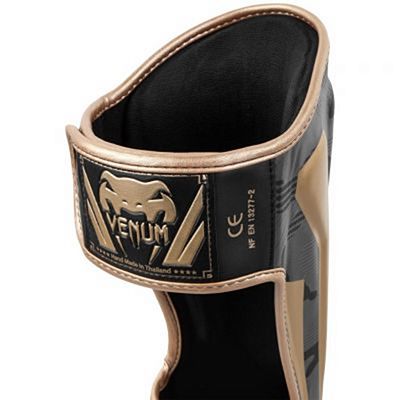 Venum Elite Shin Guards Grau-Gold