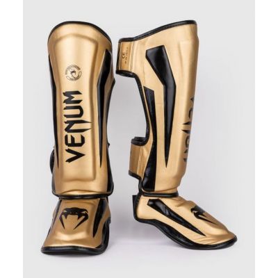 Venum Elite Standup Shin Guards Gold-Schwarz