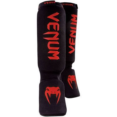 Venum Kontact Shin Guards Preto-Vermelho