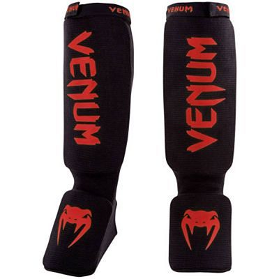 Venum Kontact Shin Guards Preto-Vermelho