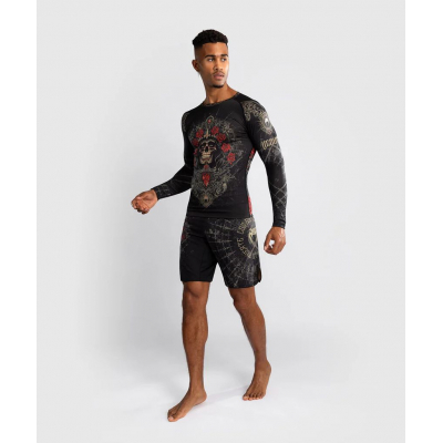 Venum Santa Muerte 5.0 Mens Long Sleeve Rashguard Negro-Oro