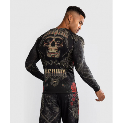 Venum Santa Muerte 5.0 Mens Long Sleeve Rashguard Negro-Oro