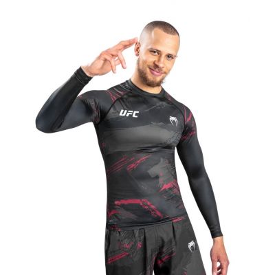 Venum UFC Authentic Fight Week 2.0 Rashguard Long Sleeves Schwarz-Rot