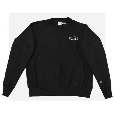 VHTS Embroidery Logo Champion Reverse Weave Crew Neck Sweat Noir