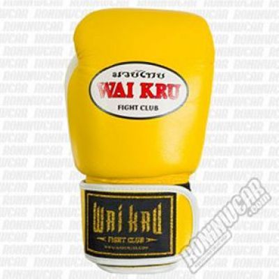 Wai Kru BG-08 Leather Boxing Gloves Yellow