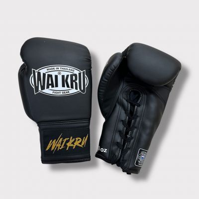 Wai Kru Laced Boxing Gloves BGLU-1 Schwarz