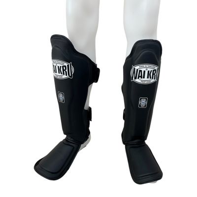 Wai Kru Thai Shinguard Pro Semi Leather SG-1 Schwarz