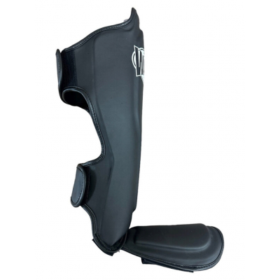 Wai Kru Thai Shinguard Pro Semi Leather SG-1 Schwarz