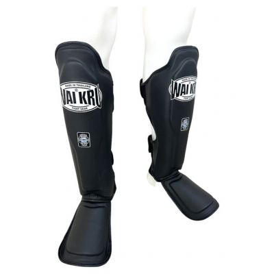 Wai Kru Thai Shinguard Pro Semi Leather SG-1 Schwarz