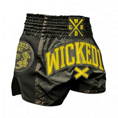 Wicked One Muay Thai Short Cross Verde-Amarillo