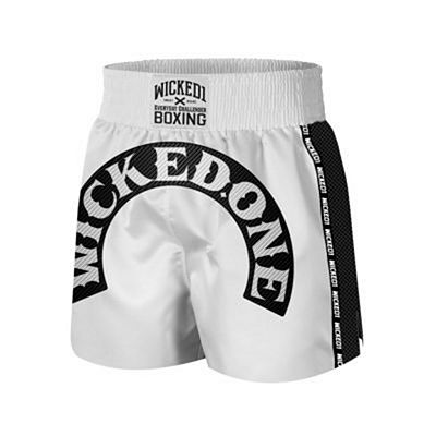 Wicked One Raw English Boxing Shorts Bianco