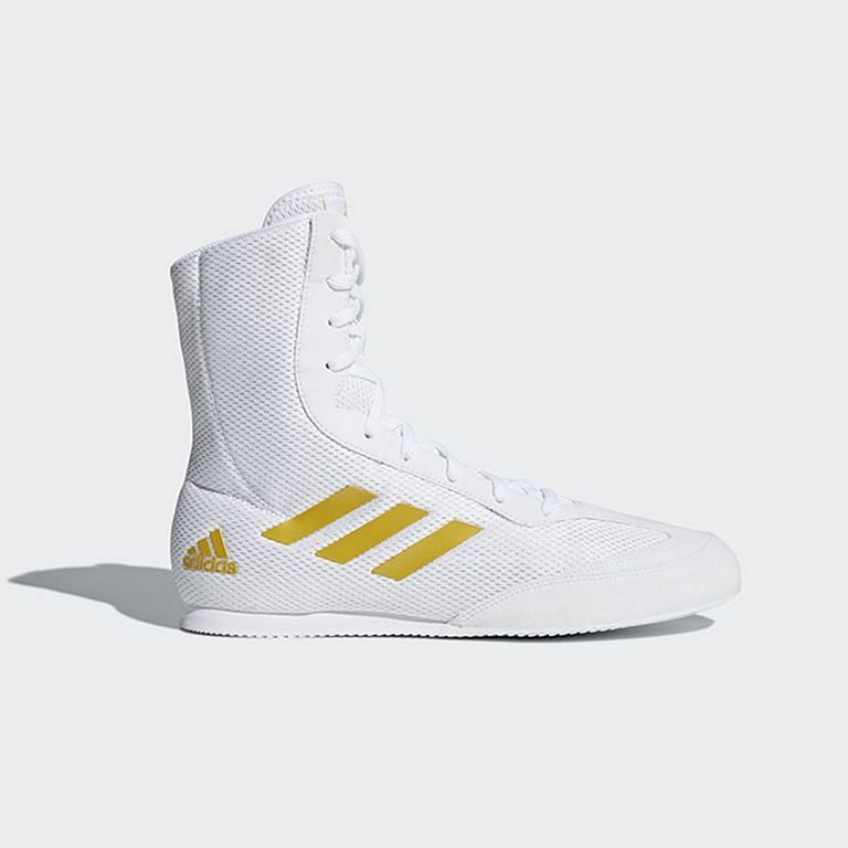 white and gold adidas boxing boots