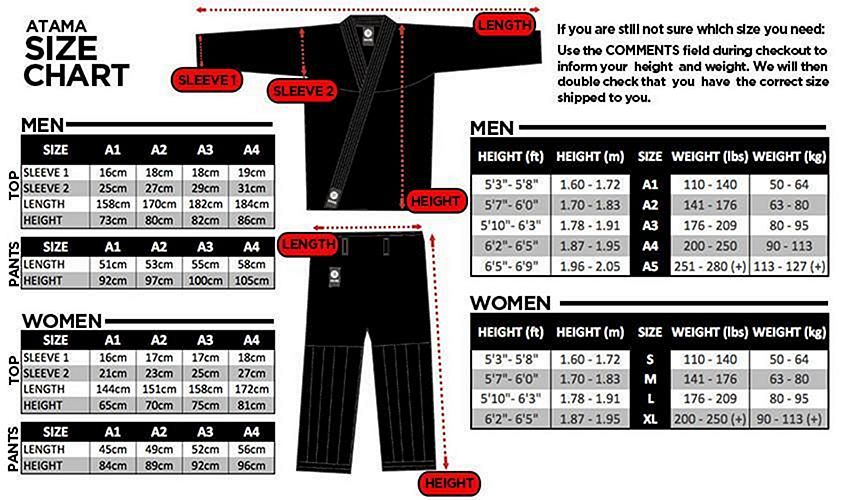 Gameness Gi Size Chart