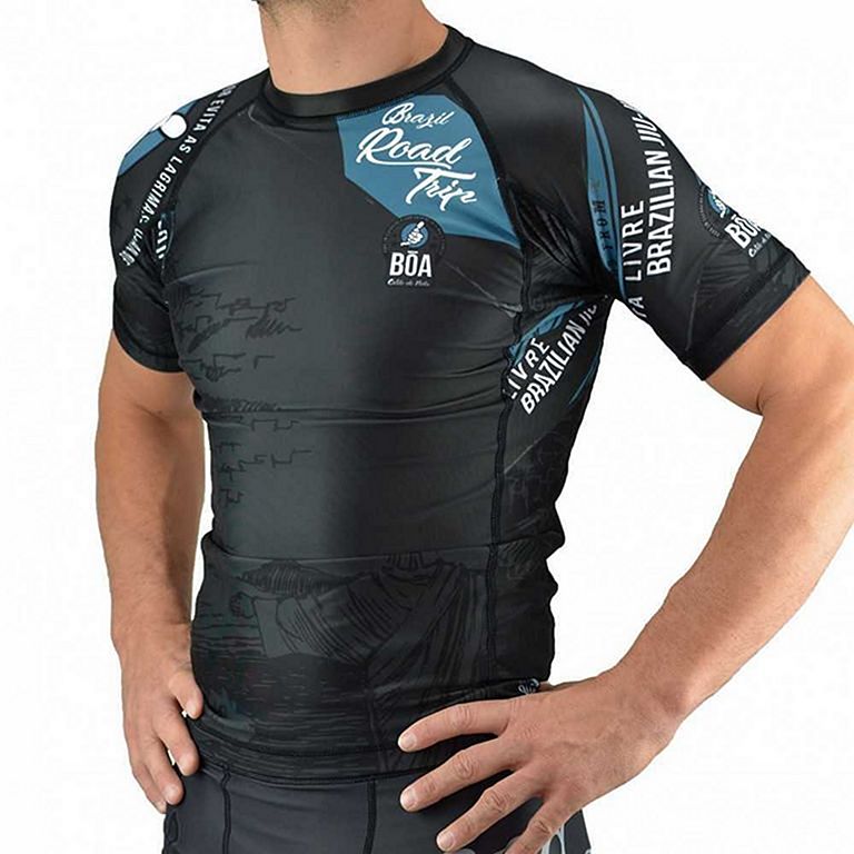 NEW Black Graffiti Short Sleeve Ranked Rash Guard Martial Arts Boxing MMA 