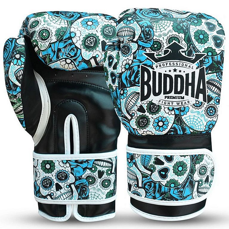 Guantes de boxeo muay thai kick boxing Buddha pro gel azul