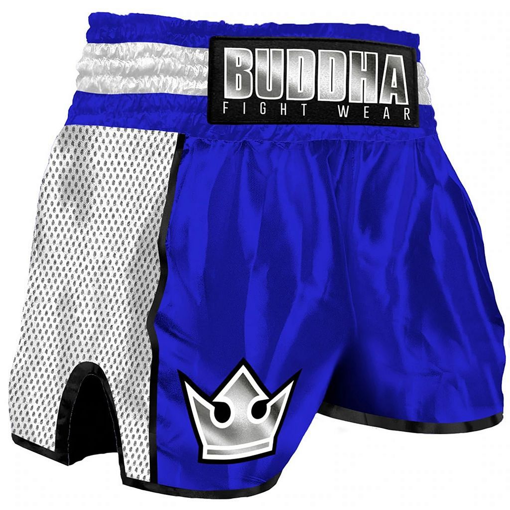 Buddha Retro Skeletor Muay Thai Shorts Negro-Blanco