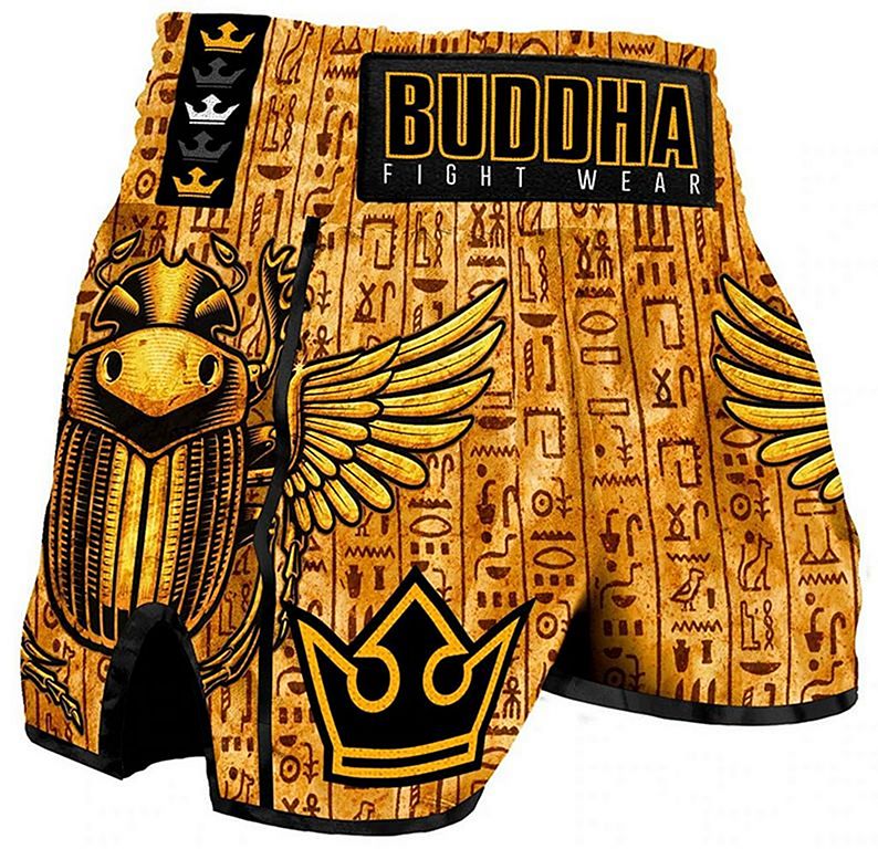 Buddha Retro Skeletor Muay Thai Shorts Negro-Blanco