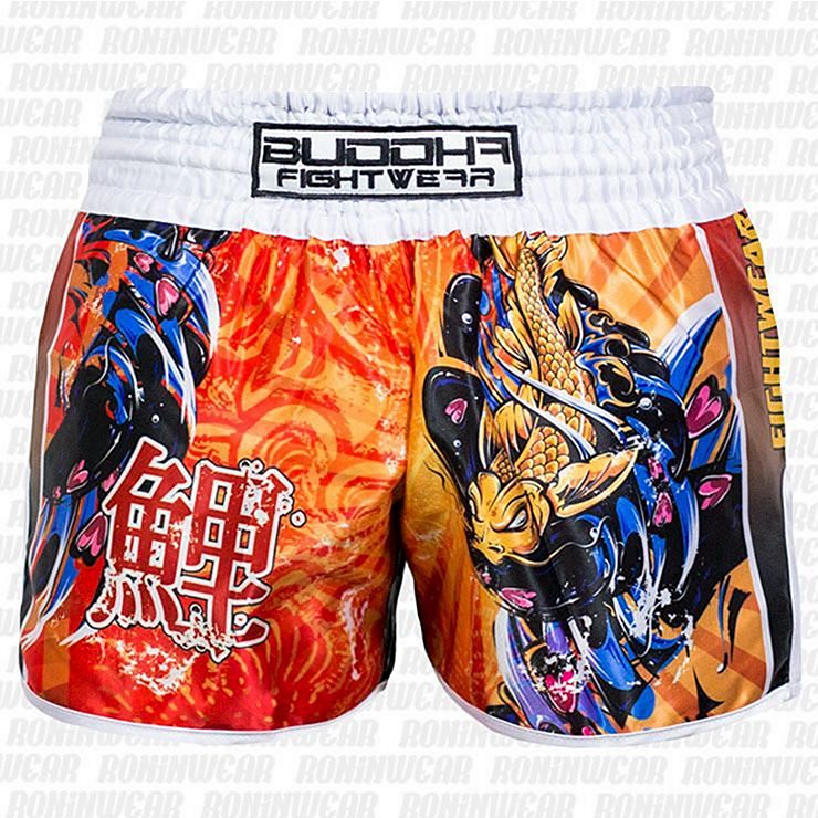 Buddha Retro Skeletor Muay Thai Shorts Negro-Blanco