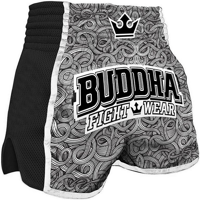 Buddha Retro Special Tattoo Thai Shorts Gris-Negro