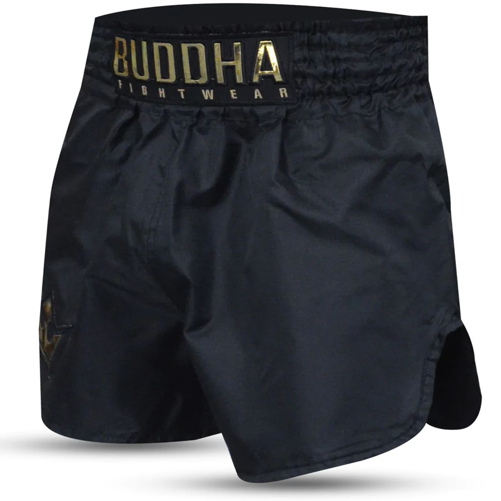 Buddha Retro Skeletor Muay Thai Shorts Negro-Blanco