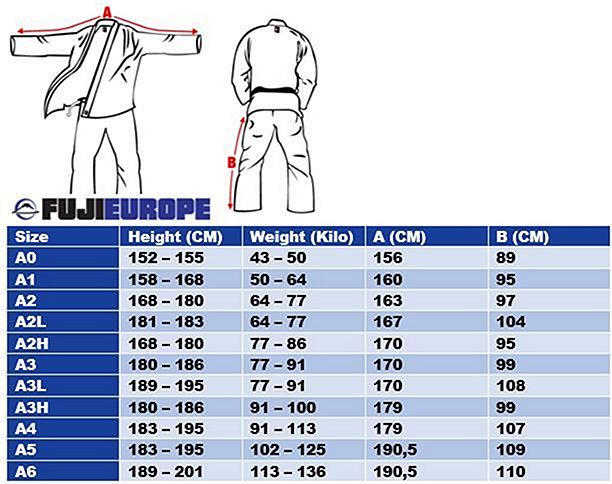 Fuji Sekai Gi Size Chart