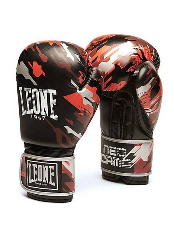 Leone 1947 Guantes Boxeo Mujer Neo Camo Negro-Rojo