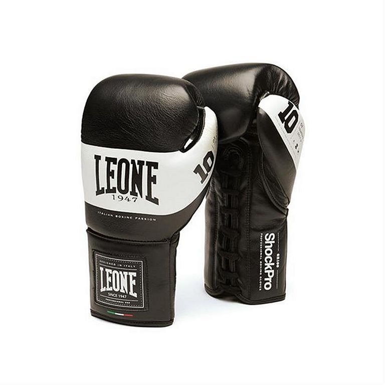 Leone Shock Boxing Pro Gloves 1947 Laces Schwarz