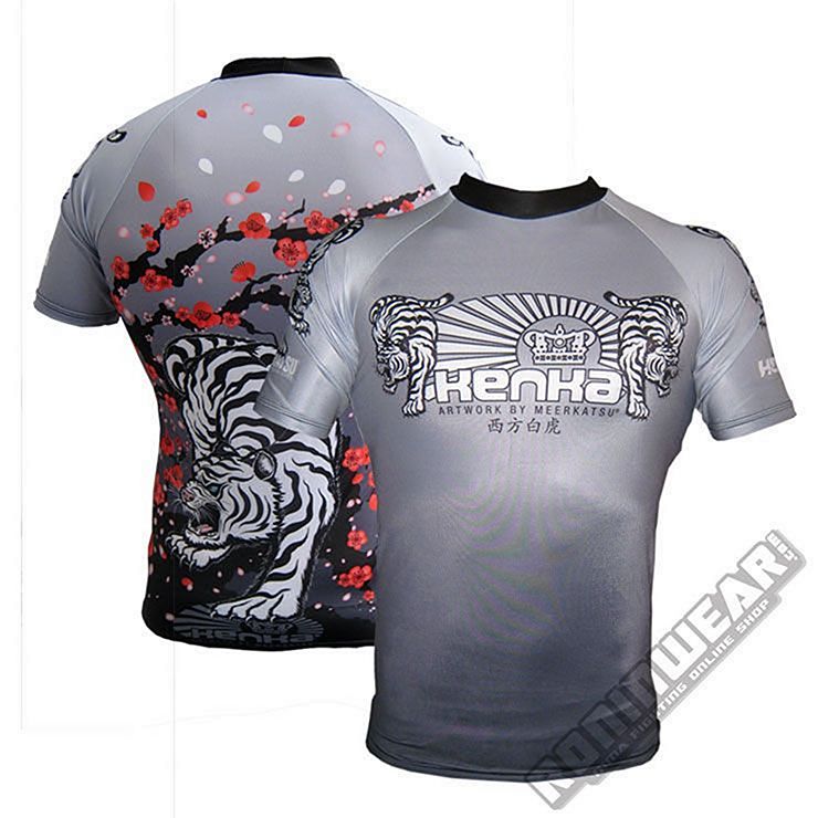 Kenka White Tiger Rashguard S/S Grigia disponibile adesso su RoninWear