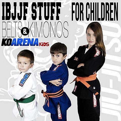 IBJJF Kimonos und Gürtel von KO Arena für Mädchen und Jungen