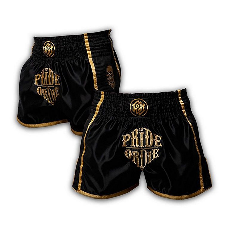 Pride Or Die Muay Thai Shorts Reckless Schwarz S 2XL Thaiboxen MMA Training 