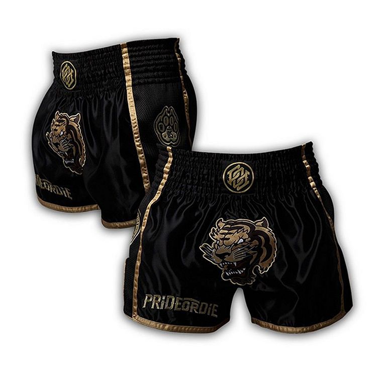 Muay Thai Shorts Black/Red USA Boxing MMA Grappling Sparring Training Fighting 