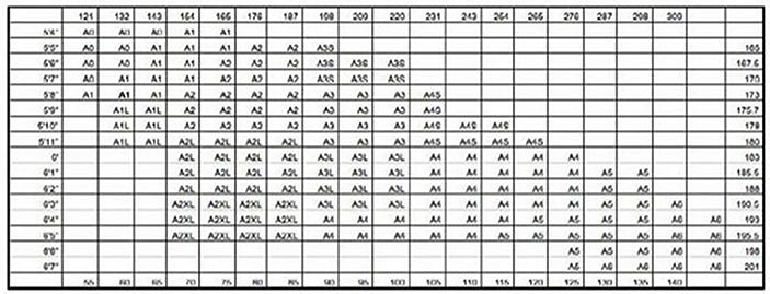 Tatami Kimono Size Chart