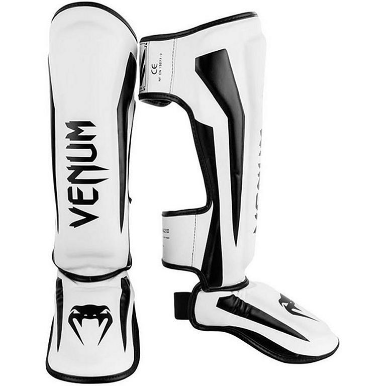 Black Venum Challenger Standup Skintex Leather MMA Shin Instep Guards 