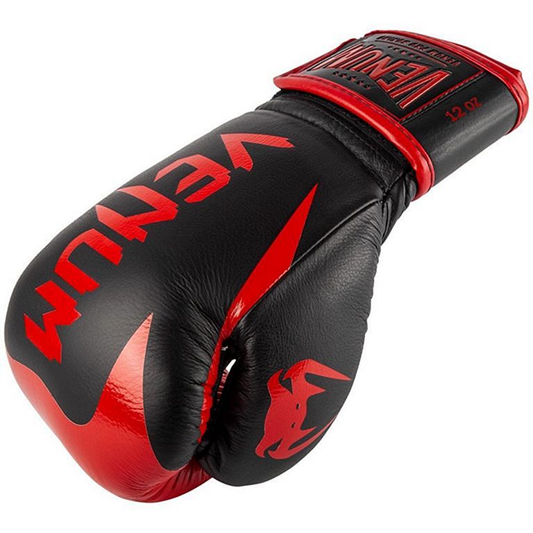 Gants de boxe rouge Everlast en cuir PU de première qualité et bande velcro