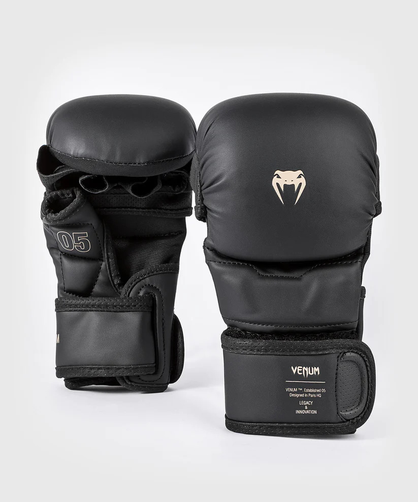 Guantes Grappling Para MMA, Color Negro, Talla S-M, Cuero